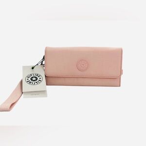 Kipling Rubi Large Printed Wristlet Wallet Pink Sand